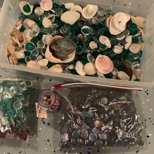 Aquarium pebbles and seashells